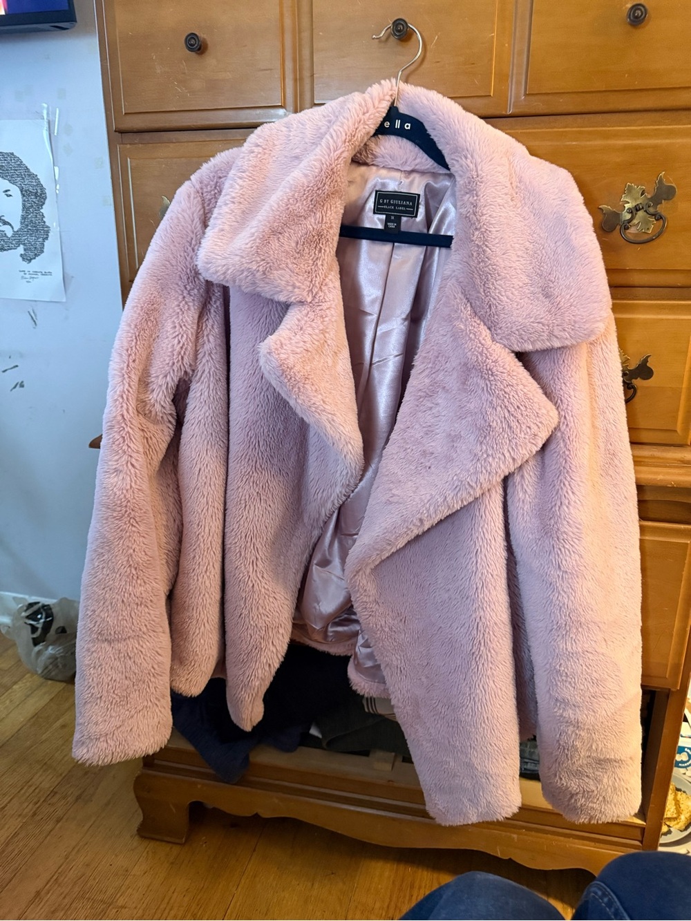 G by Giuliana Blush Pink Teddy Faux Fur Open Jacket EUC Size 1X (16)
